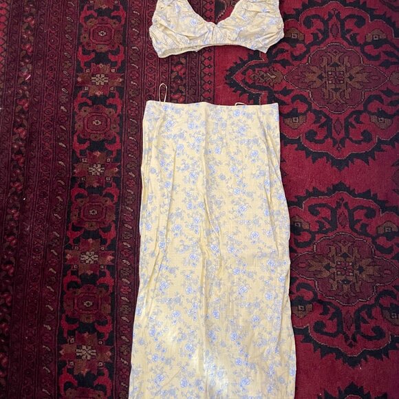 yllw the label Rye Ruched Bra Top & Harmony Linen Skirt in Butter Toile - Picture 9 of 9